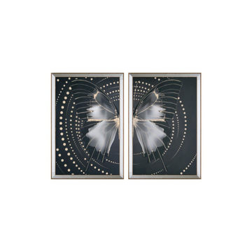 Aynalı Kelebek Desenli İkiz Tablo resmi