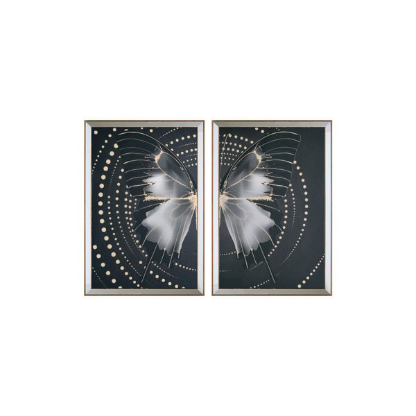 Aynalı Kelebek Desenli İkiz Tablo resmi