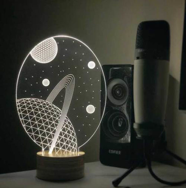3D Satürn Led Gece Lambası resmi
