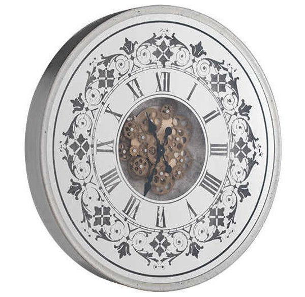 Desenli Yuvarlak Gümüş Çarklı Saat resmi